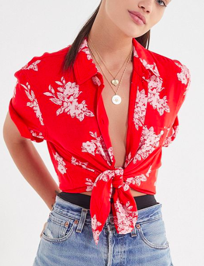 UO Floral Burst Souvenir Button-Down Shirt
