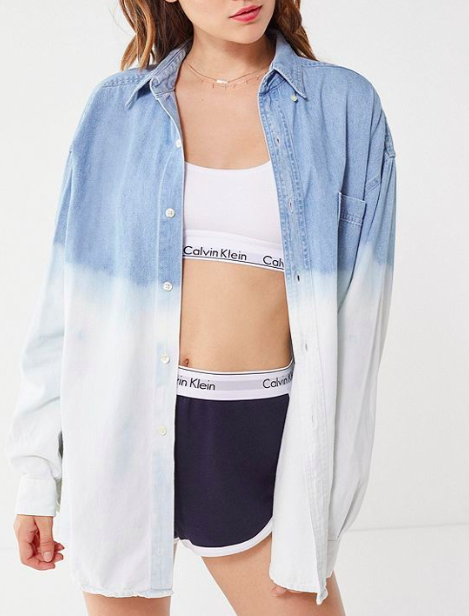 Urban Renewal Remade Denim Dip-Dyed Button-Down Shirt