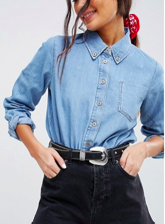 ASOS DESIGN denim shirt in cali light wash