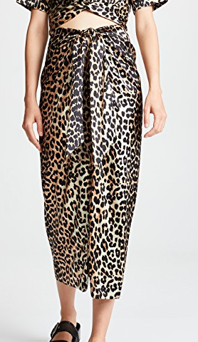Ganni Calla Leopard Print Skirt  
