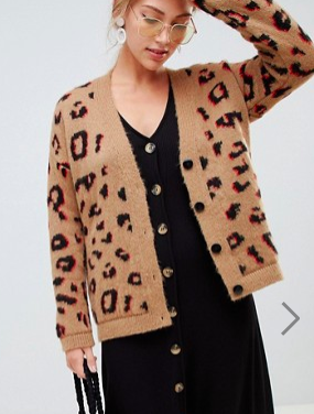 ASOS DESIGN chunky cardigan in leopard