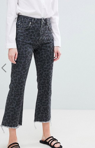ASOS DESIGN Egerton rigid cropped flare jeans in dark leopard print