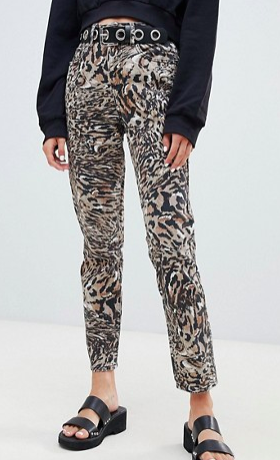 ASOS DESIGN Ritson rigid mom jeans in abstract leopard print