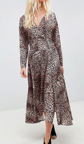 ASOS DESIGN wrap midi dress in leopard print