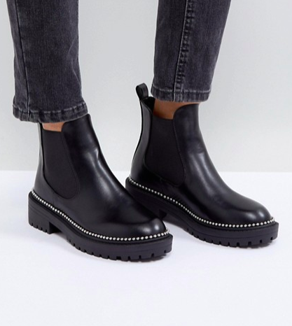 RAID Adelina Black Studded Chelsea Boots