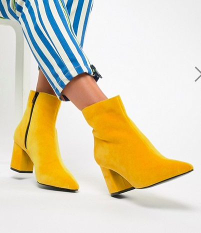 River Island heeled minimal boot in yellow