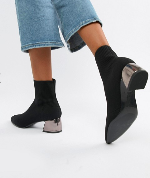 Stradivarius metalic heeled ankle boot