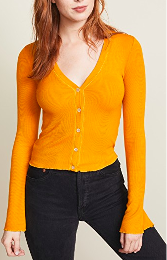 Three Dots Cropped Cardigan with Flared Sleeves  