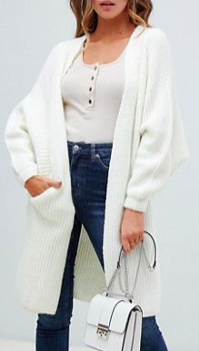 Missguided oversized longline cardigan in white