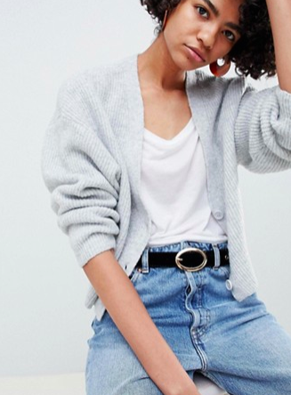 ASOS DESIGN eco cropped cardigan in fluffy yarn with buttons
