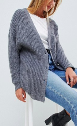 ASOS DESIGN oversize cardigan in chunky rib with buttons