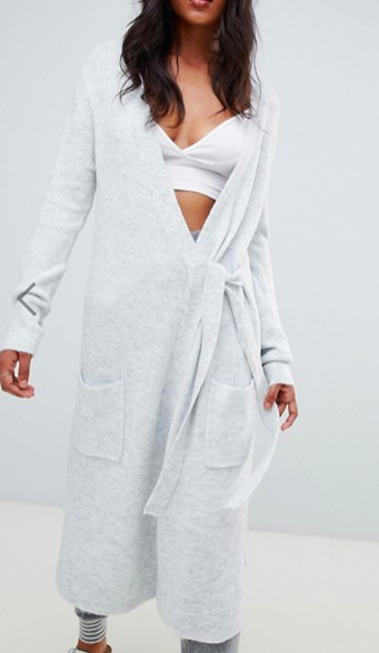 Micha Lounge Wrap Maxi Cardigan With Tie Side