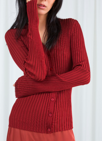 Stories Fitted Ribbed Cardigan