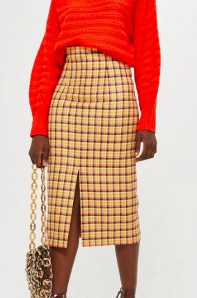 Topshop Check Midi Skirt