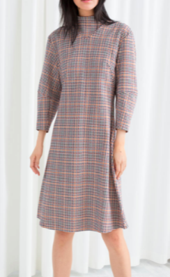 Stories Mock Neck Houndstooth Dress