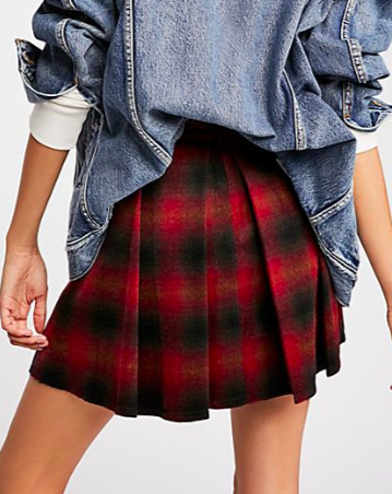 FP High Waist Pleated Plaid Mini Skirt