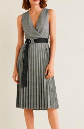 Mango Belt pleated dress