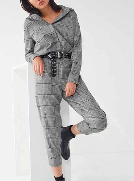 Lucca Couture Dylan Plaid Jumpsuit