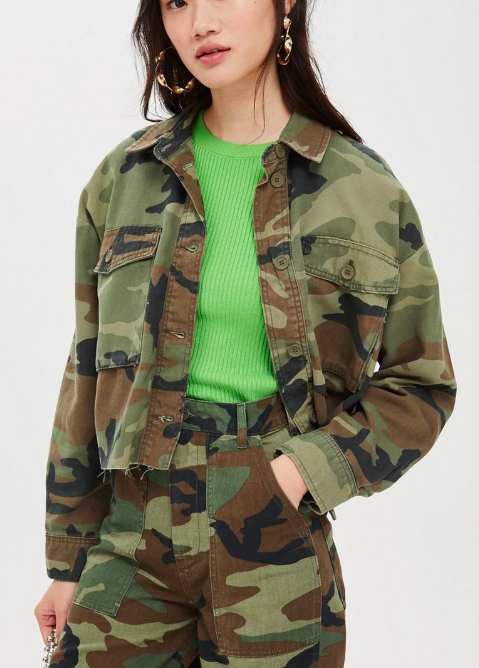 Topshop Cropped Camouflage Shacket