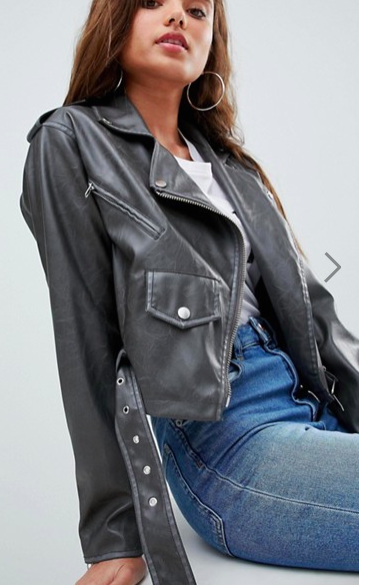 ASOS Leather Look Washed Biker Jacket