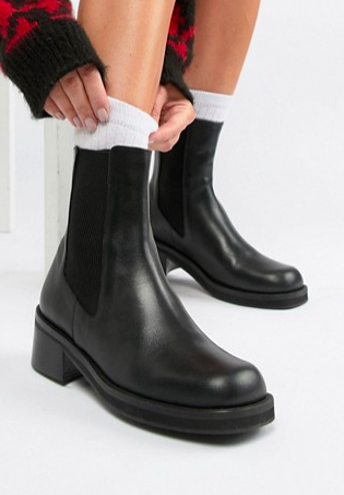 E8 by MIISTA black leather chunky sole chelsea boot