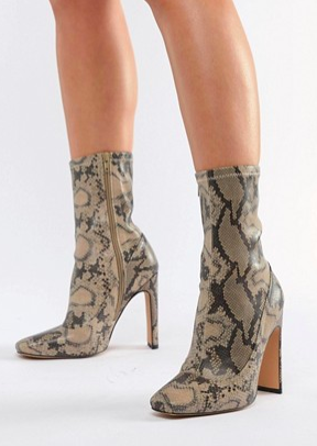 Missguided heeled ankle boots in snake print