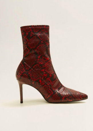 Mango Snake-effect ankle boots