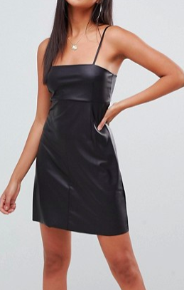 ASOS DESIGN faux leather seamed mini dress