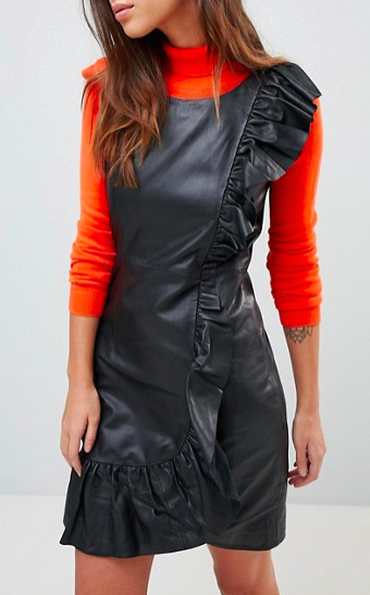Y.A.S Frill Leather Dress