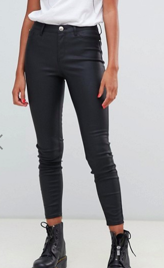 River Island faux leather skinny pants in black