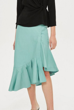 Topshop Asymmetric Peplum Leather Midi Skirt