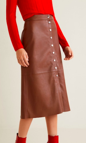 Mango Buttons leather skirt