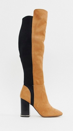 River Island over the knee heeled boots in tan