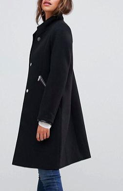 ASOS DESIGN smart funnel neck coat with contrast trim