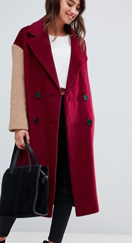 ASOS DESIGN coat with contrast blocking