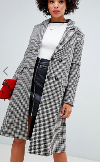 Missguided double breasted longline formal coat in heritage check