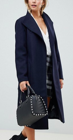 Fashion Union Funnel Neck Coat With Belt