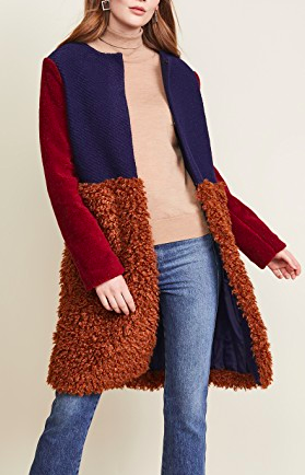 endless rose Fuzzy Colorblock Coat  