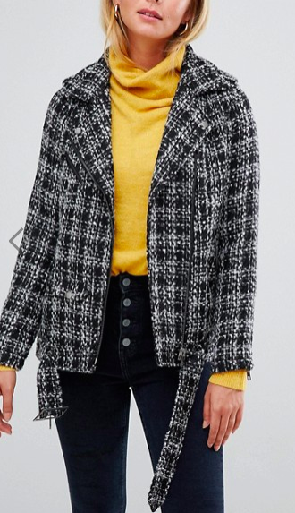 Only Lucia Check Tweed Biker