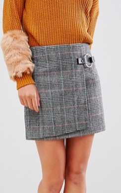Willow &amp; Paige tweed mini skirt with buckle detail