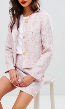 UNIQUE21 tweed fitted blazer &amp; mini skirt in tweed two-piece
