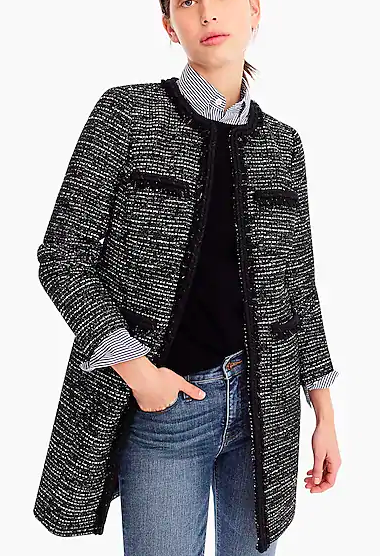 Tweed Lurex® lady coat with braided trim