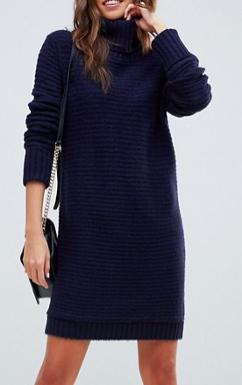 ASOS DESIGN sweater dress with roll neck in ripple stitch