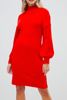 Fashion Union Knitted Dress With Balloon Sleeves
