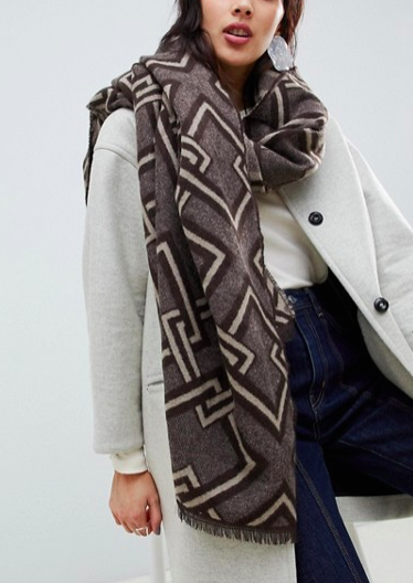 ASOS DESIGN chain jacquard woven long scarf