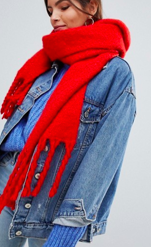 Oasis knitted scarf with tassels in orange