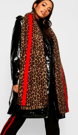 Leopard Red Stripe Oversized Blanket Scarf