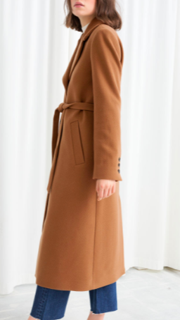 Stories A-Line Wool Blend Belted Coat