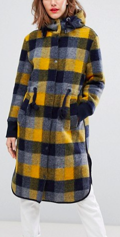 Esprit hooded coat in yellow check