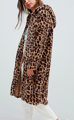 Daisy Street coat in leopard faux fur